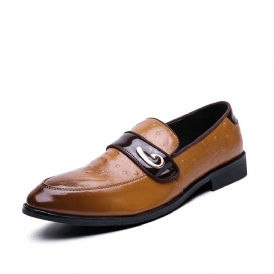 Män Retro Metall Splicing Läder Bekväma Slip On Business Casual Gentle Skor