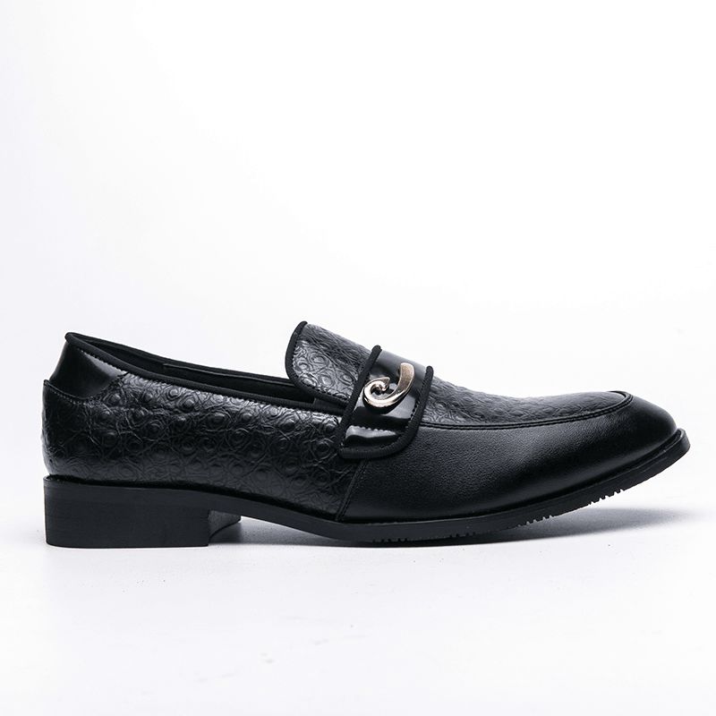 Män Retro Metall Splicing Läder Bekväma Slip On Business Casual Gentle Skor