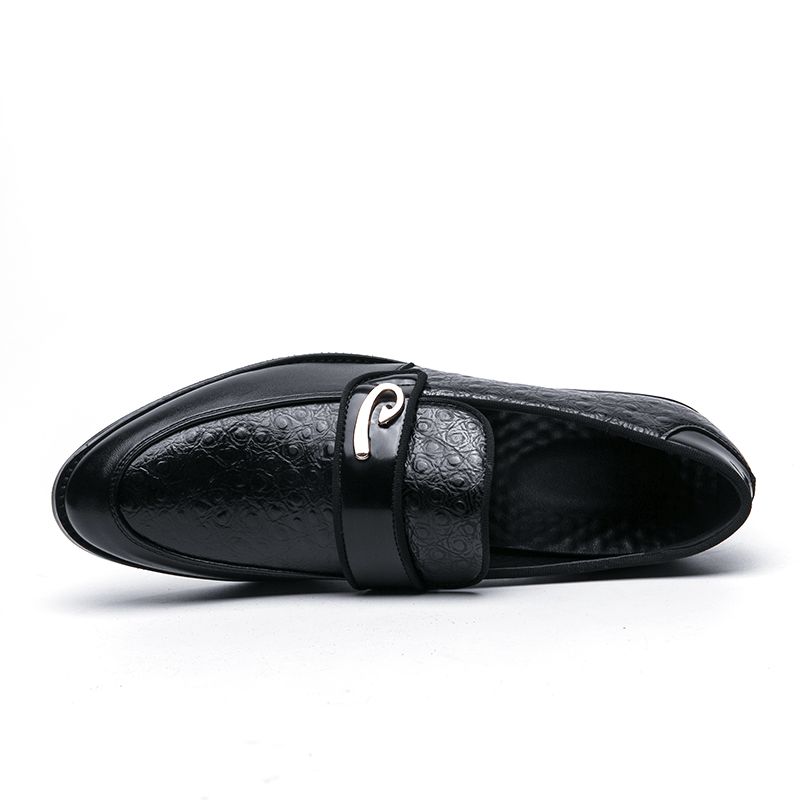 Män Retro Metall Splicing Läder Bekväma Slip On Business Casual Gentle Skor