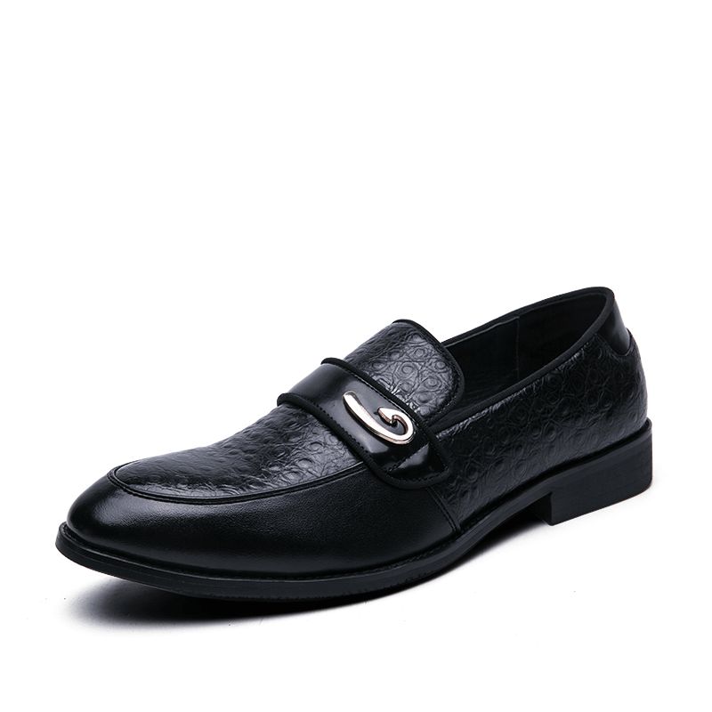 Män Retro Metall Splicing Läder Bekväma Slip On Business Casual Gentle Skor