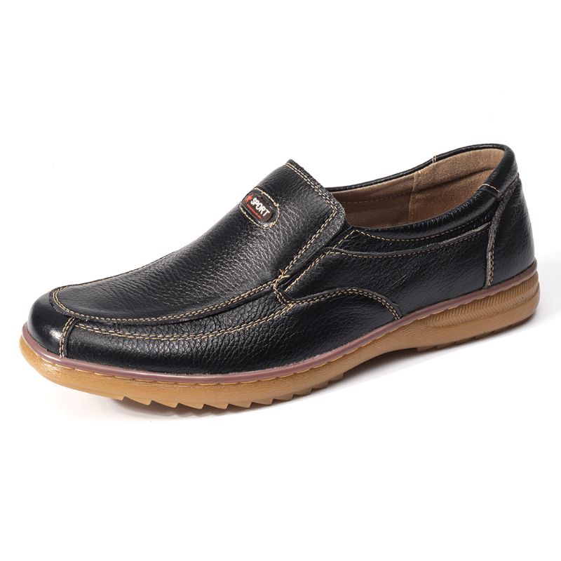 Menico Herr Äkta Koläder Slip On Mjuk Sula Bekväm Halkfri Casual Oxfords