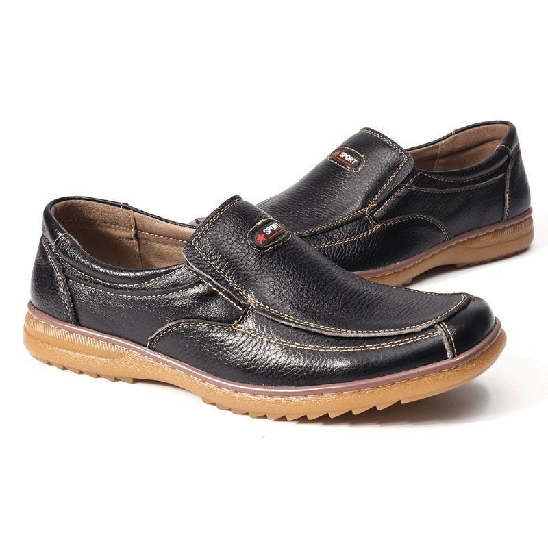 Menico Herr Äkta Koläder Slip On Mjuk Sula Bekväm Halkfri Casual Oxfords