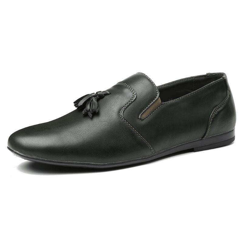 Menico Herr Non Slip Tofs Dekoration Slip On Casual Läder Oxfords