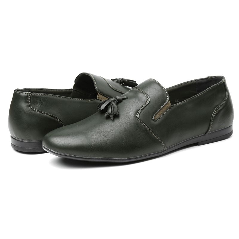 Menico Herr Non Slip Tofs Dekoration Slip On Casual Läder Oxfords