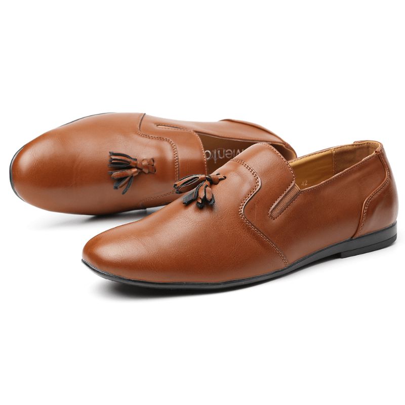 Menico Herr Non Slip Tofs Dekoration Slip On Casual Läder Oxfords