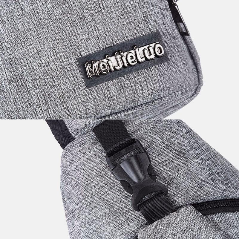 Herr Oxford Cloth Usb Laddning Multi-Pocket Stor Kapacitet Vattentät Bröstväska Axelväska