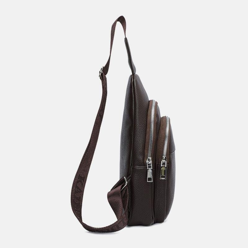 Män Konstläder Casual Outdoor Mode Stor Kapacitet Crossbody Bag Bröstväska