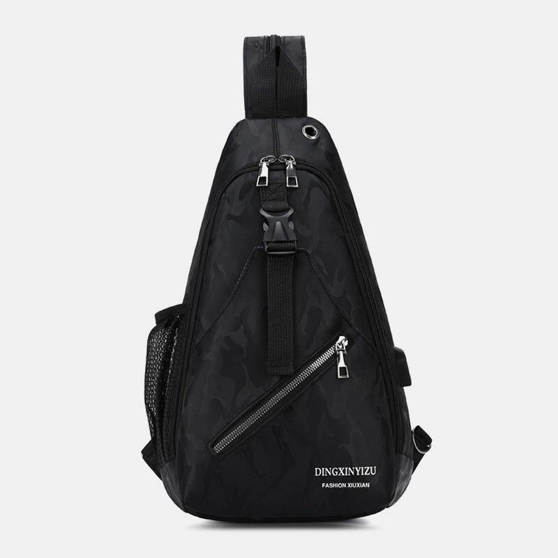 Män Multifunktion Vattentät Usb Laddbar Hörlurar Hål Bröstväskor Ryggsäck Axelväska Crossbody-Väskor