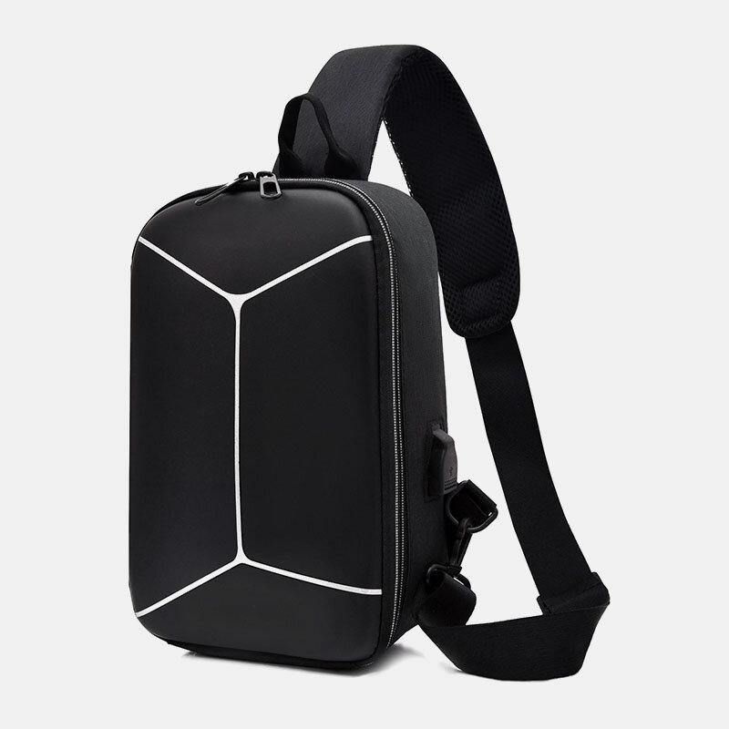 Män Nylon Usb Laddning Casual Outdoor Brief Chest Bag Axelväska