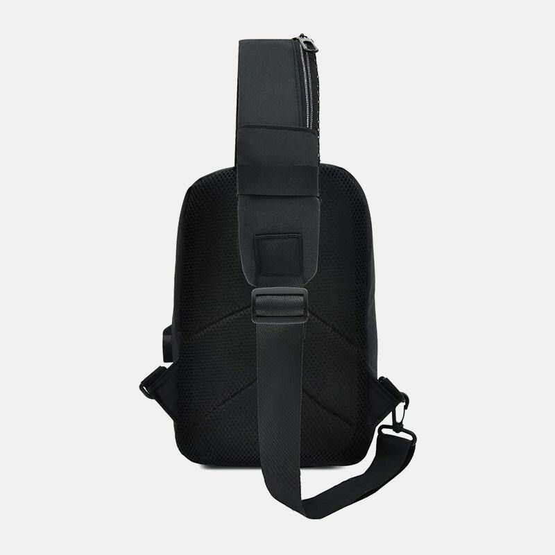 Män Nylon Usb Laddning Casual Outdoor Brief Chest Bag Axelväska