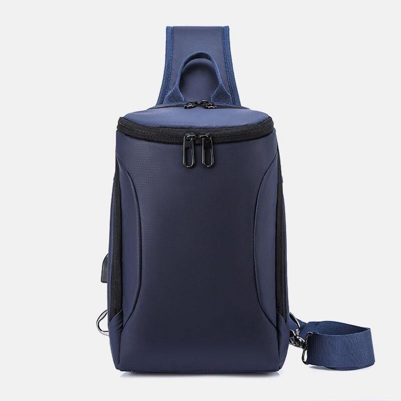 Män Oxford Usb Laddning Stöldskydd Bröstväska Mångsidig Stor Kapacitet Vattentät Nattreflekterande Strip Design Crossbody-Väskor