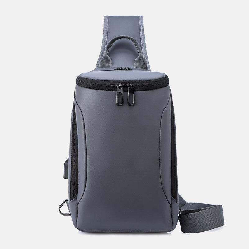 Män Oxford Usb Laddning Stöldskydd Bröstväska Mångsidig Stor Kapacitet Vattentät Nattreflekterande Strip Design Crossbody-Väskor