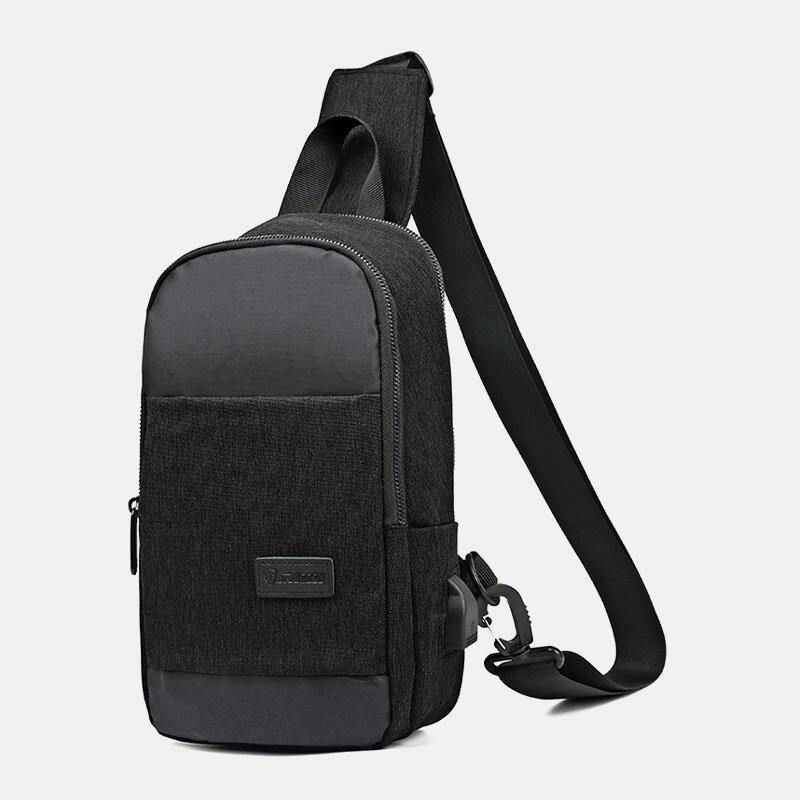 Män Oxford Vattentät Usb-Laddningsväska Med Stor Kapacitet Messenger Crossbody-Väska