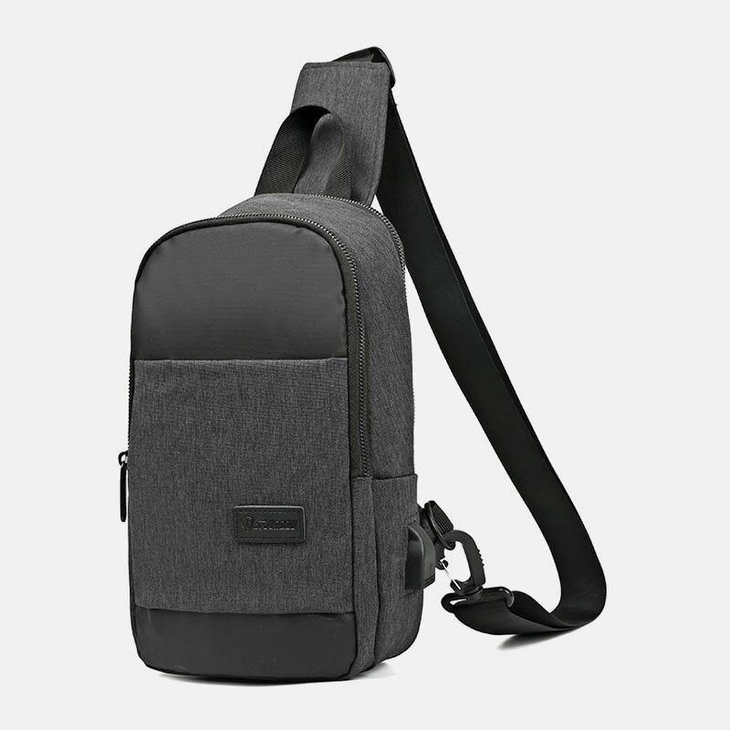 Män Oxford Vattentät Usb-Laddningsväska Med Stor Kapacitet Messenger Crossbody-Väska