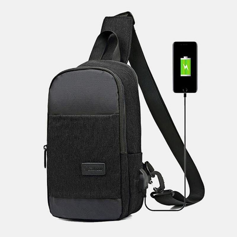 Män Oxford Vattentät Usb-Laddningsväska Med Stor Kapacitet Messenger Crossbody-Väska