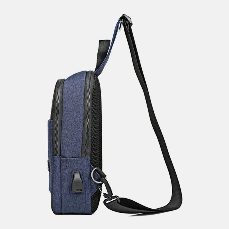 Män Oxford Vattentät Usb-Laddningsväska Med Stor Kapacitet Messenger Crossbody-Väska