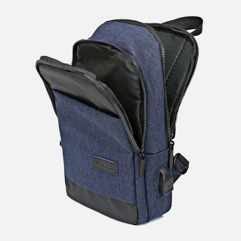 Män Oxford Vattentät Usb-Laddningsväska Med Stor Kapacitet Messenger Crossbody-Väska