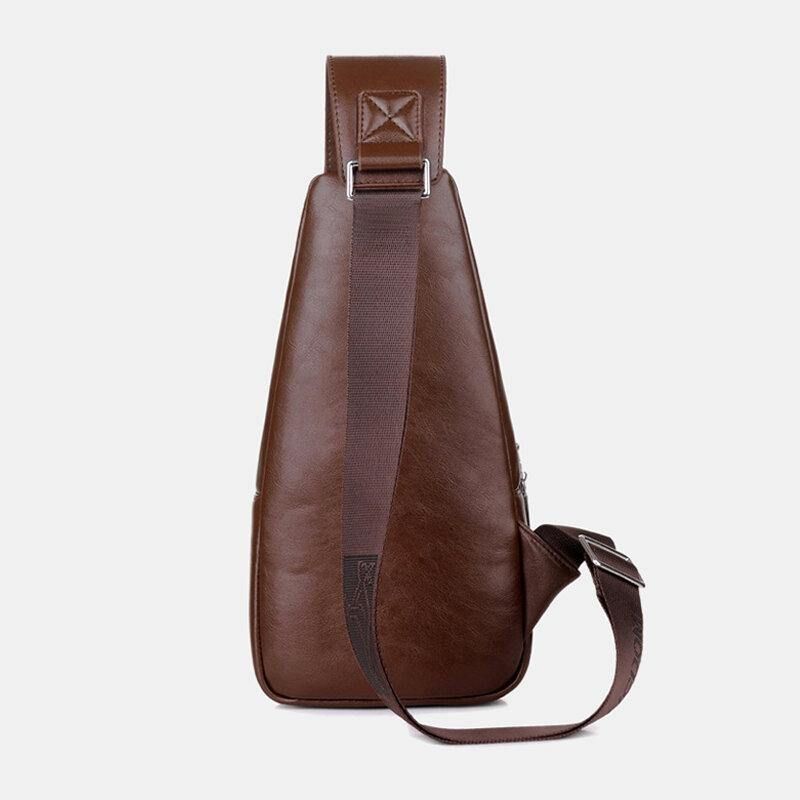 Män Pu-Läder Business Casual Utomhus Vattentät Multi-Carry Axelväska Crossbody-Väska Bröstväska Med Usb-Laddning