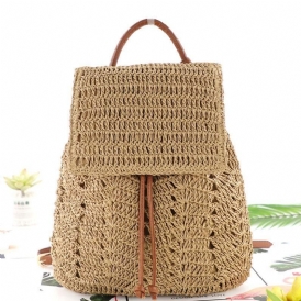 Dam Mori Series String Straw Bag Dual-Use Woven Bag Retro Beach Bag Ryggsäck