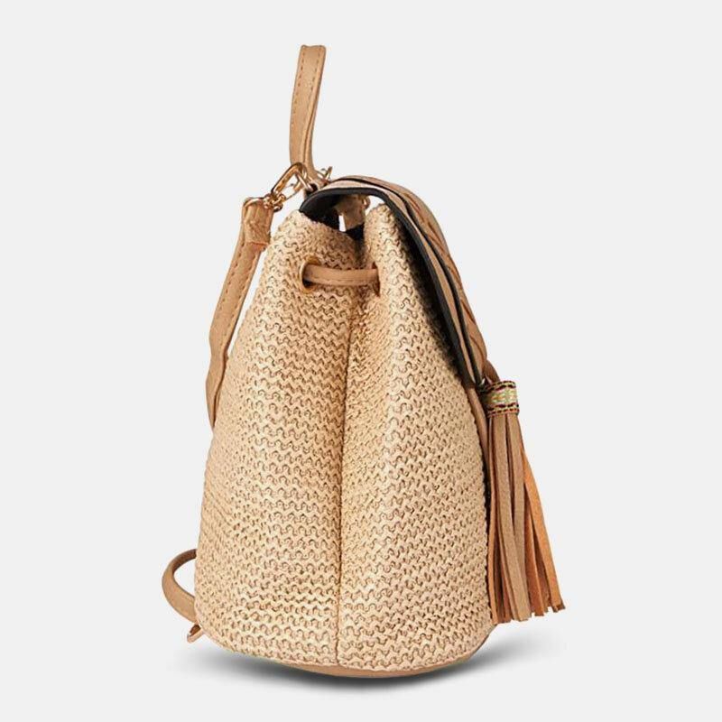 Dam Tofs Halmväska Retro Beach Bag Ryggsäck Bucket Bag