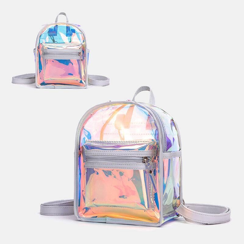 Kvinnor 2St Transparent Jelly Multi-Carry Mini Ryggsäck Crossbody Bag Handväska