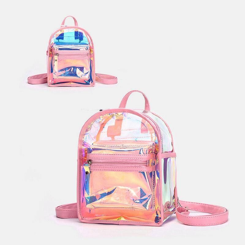 Kvinnor 2St Transparent Jelly Multi-Carry Mini Ryggsäck Crossbody Bag Handväska