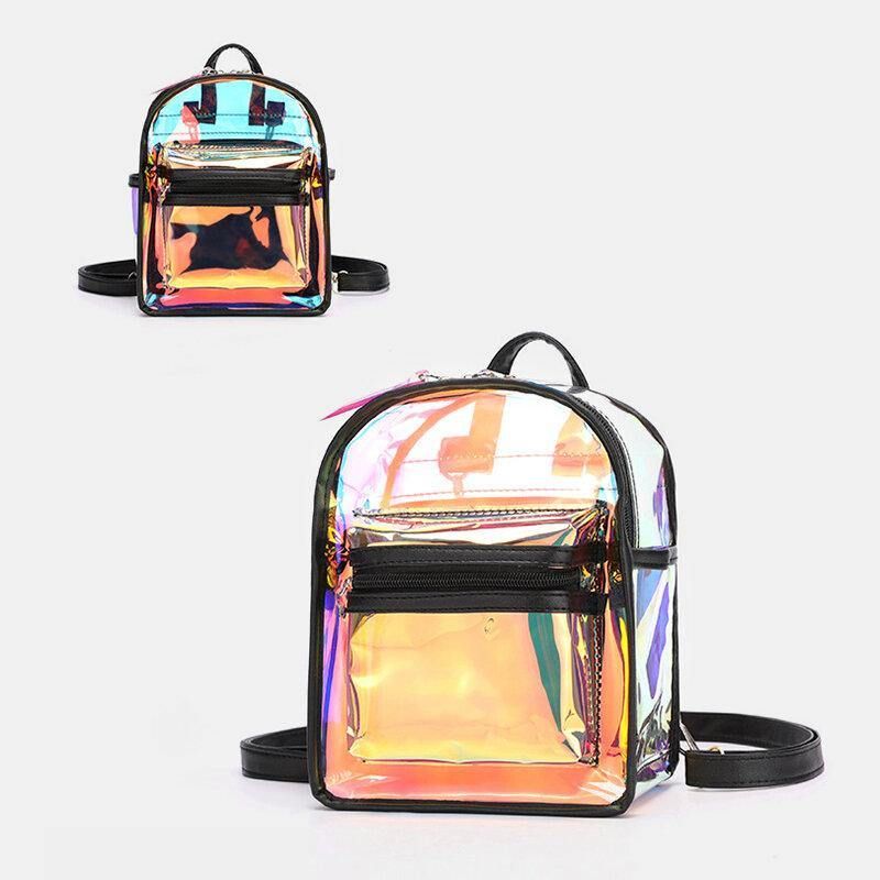 Kvinnor 2St Transparent Jelly Multi-Carry Mini Ryggsäck Crossbody Bag Handväska