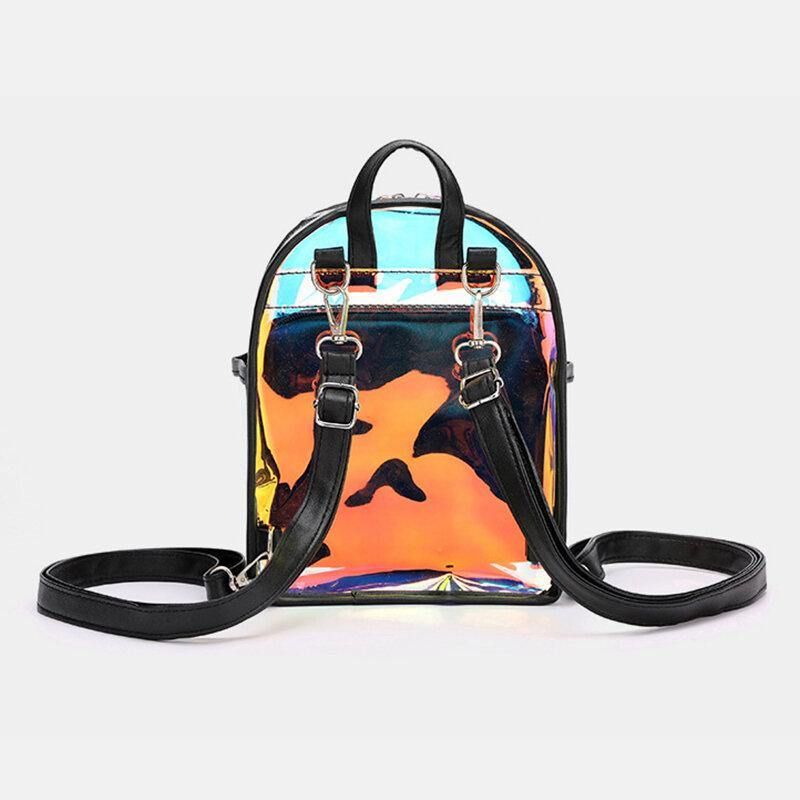 Kvinnor 2St Transparent Jelly Multi-Carry Mini Ryggsäck Crossbody Bag Handväska