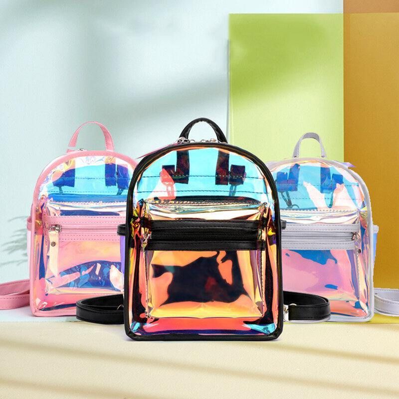 Kvinnor 2St Transparent Jelly Multi-Carry Mini Ryggsäck Crossbody Bag Handväska