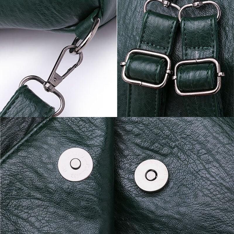 Kvinnor Pu-Läder Multi-Carry Vintage Vattentät Crossbody-Väska Axelväska Ryggsäck