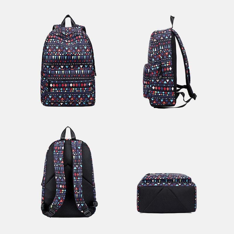 Kvinnor Vattentät Bohemian Printed National Backpack Skolväska