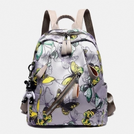 Kvinnor Vattentät Multi-Carry Butterfly Pattern Casual Outdoor Ryggsäck