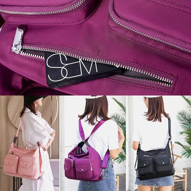 Kvinnor Vattentät Multi-Carry Multi-Pocket Solid Crossbody Bag Ryggsäck