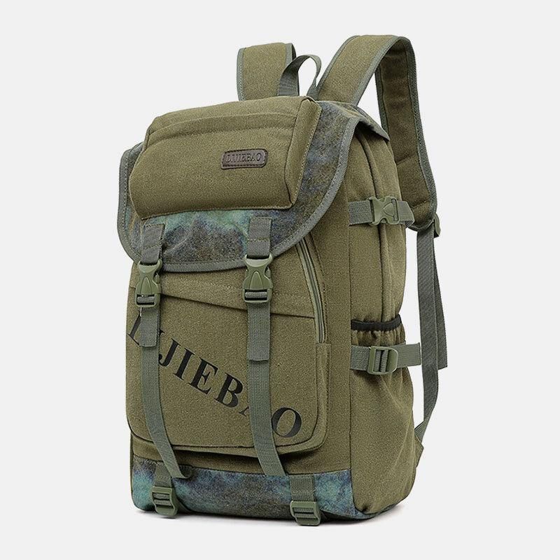 Män Canvas Stor Kapacitet Tactical Outdoor Traveling 14 Tums Laptopväska Skolväska Ryggsäck