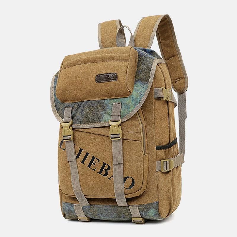 Män Canvas Stor Kapacitet Tactical Outdoor Traveling 14 Tums Laptopväska Skolväska Ryggsäck