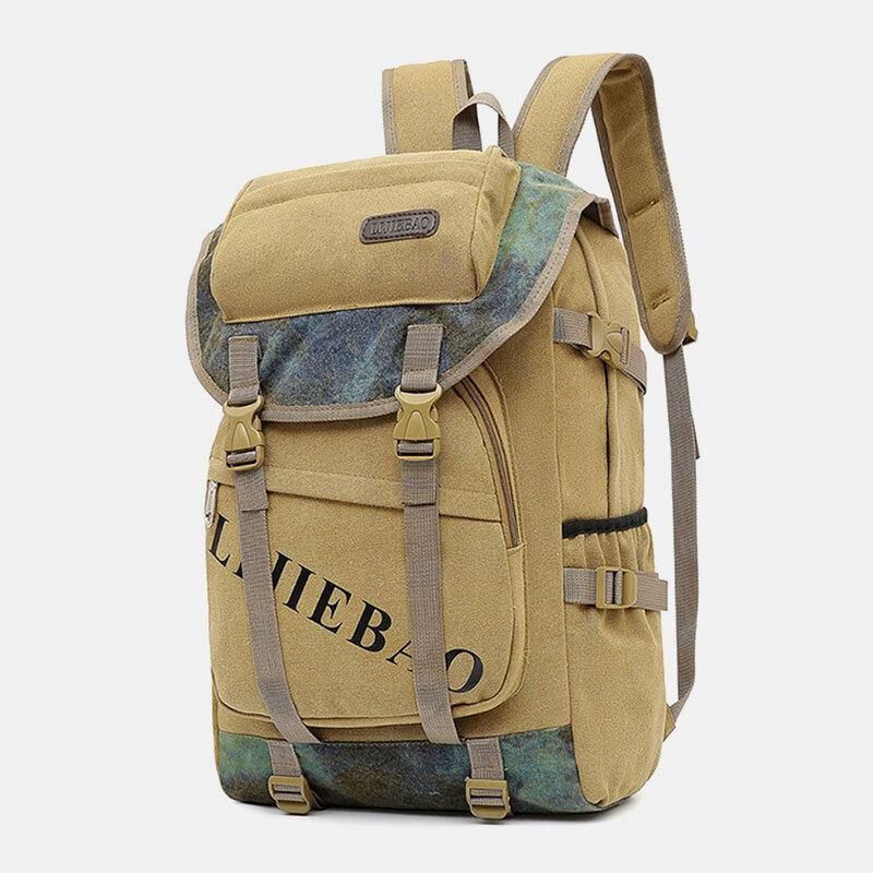 Män Canvas Stor Kapacitet Tactical Outdoor Traveling 14 Tums Laptopväska Skolväska Ryggsäck