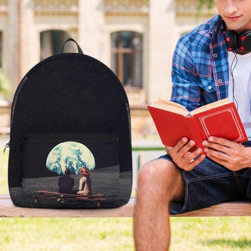 Unisex Oxford Miljöskydd Space Planets Earth And Moon Print Skolväska Ryggsäck