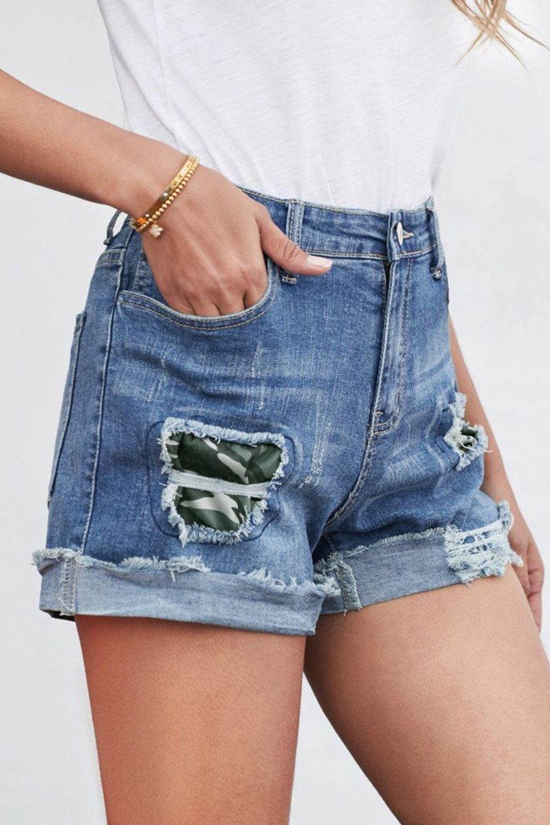 Camo Patchwork Jeansshorts