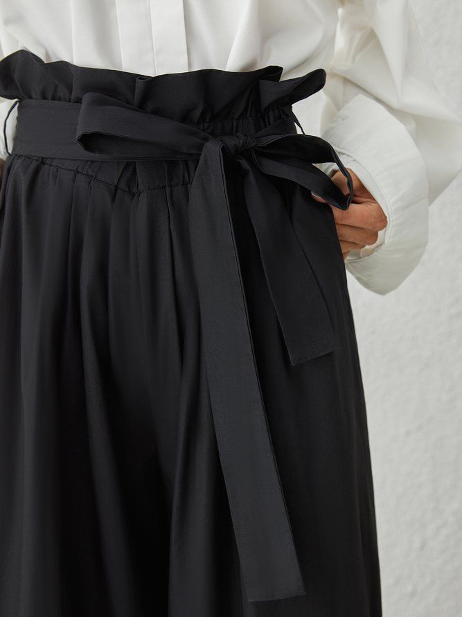 Casual Shift Black Polyester Wide Leg Byxor