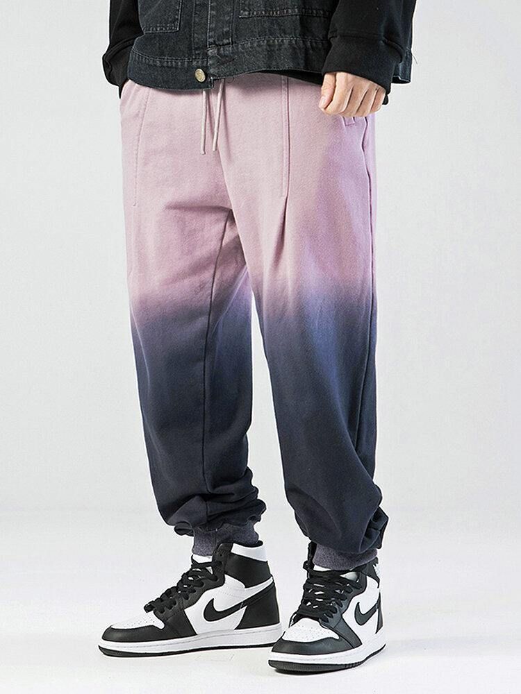 Herr Ombre Two Tone Dragsko Midja Joggingbyxor