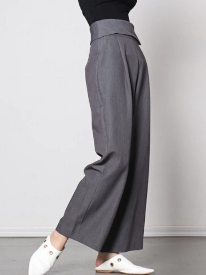 Work Casual Asymmetrisk A-Line All Season Daily Byxor